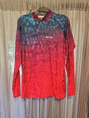 Men's Long Sleeve Hooded Performance Tee In Arowana Print